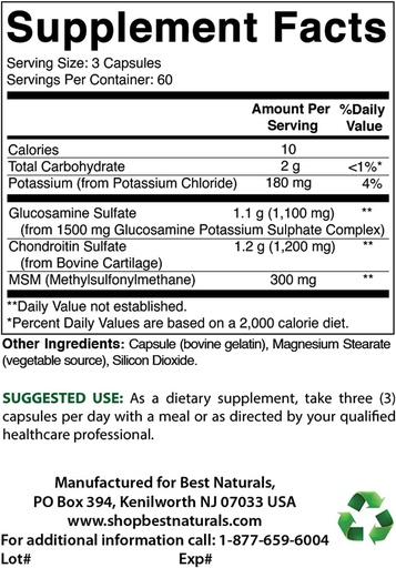 [BRSRMBQECEGQIFD7] Best Naturals Glucosamine Chondroitin and MSM & Vitamin K2 (MK7) with D3