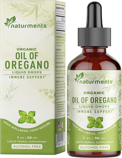 [BRSW2EARBAHBOALH] Naturments Oregano Oil Drops for Immune Support & Gut Health. Vegan, Non-GMO, Sugar Free & Gluten Free Organic Wild Mediterranean Oregano Oil with Organic Extra Virgin Olive Oil - 1 Fl Oz 30 Ml