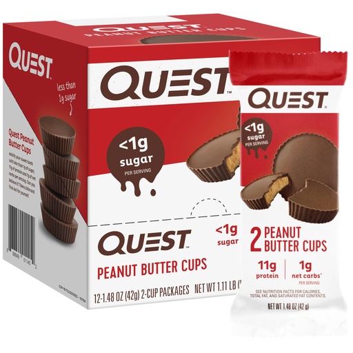 [BRSWECQBCAJRYFI4] Quest Nutrition Peanut Butter Cups, 11g Protein, 1g Sugar, Low Carb, Gluten Free, Keto Friendly, 12 Count