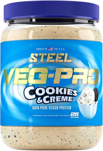 [BRSWYAYBOUHA42TO] Suplementos de aço Veg-PRO □ Vegan Protein Powder, Cookies e Creme □ 25 Servings (1.65lbs)