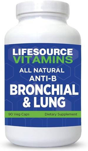 [BRSRAYADBMDROGY2] LifeSource Vitamins All Natural Anti-B Bronchial & Lung Support – 14 All Natural Ingredients - 90 Capsules - Proprietary Formula