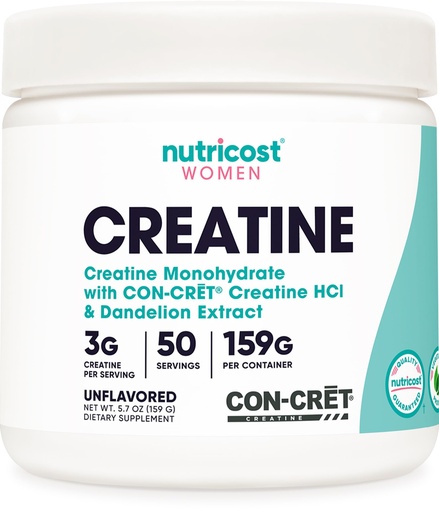 [BRSW2CQDA4FBGCIY] Nutricost Creatine Monohydrate Powder for Women, Micronized, Unflavored, 50 Servings - Vegetarian, Non-GMO, Gluten Free