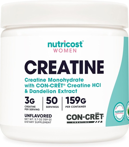 [BRSW2CQDA4FBGCIY] Nutricost Creatine Monohydrate Powder for Women, Micronized, Unflavored, 50 Servings - Vegetarian, Non-GMO, Gluten Free