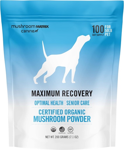 [BRSW2AI7CUNROADX] Om Mushroom Matrix Maximum Recovery Mushroom Pet Supplement Powder, Supports Optimal Health & Senior Care for Dogs & Cats, 200 Grams, 7.1 oz