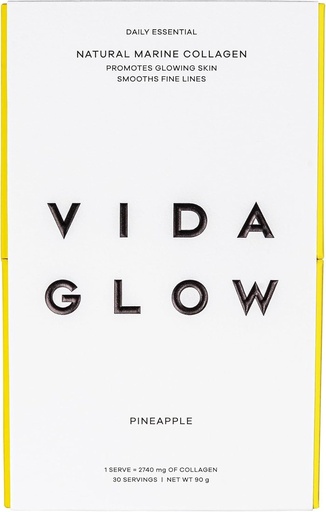 [BRSW2FIPOQBR6E36] Vida Glow - Natural Hydrolyzed Marine Collagen Sachets | Promotes Glowing Skin + Smoothes Fine Lines (Pineapple, 30 Sachets)