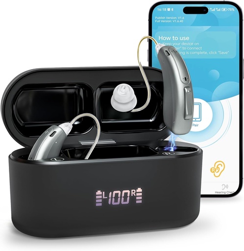[BRSRAGI5OAHA2GTJ] Hearing Aids (Not Amplifiers), Bluetooth Rechargeable Hearing Aids for Seniors Adults, Superior Sound Quality OTC Smart Hearing Aid with Noise Cancellation, Bluetooth Enabled & App Control, 4 Modes
