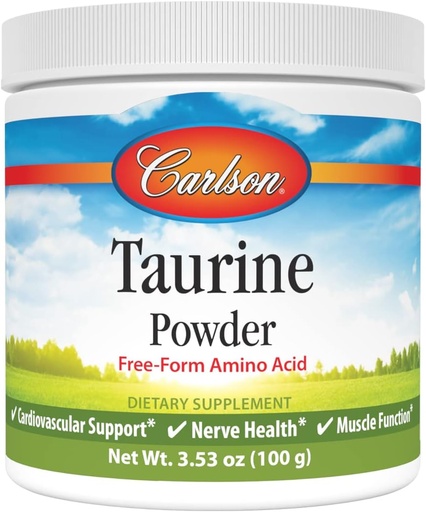 [BRSWECQ2B54AKYLF] Carlson - Taurine Powder, Free-Form Amino Acid, Support, Nerve Health & Muscle Function, 100 Grams