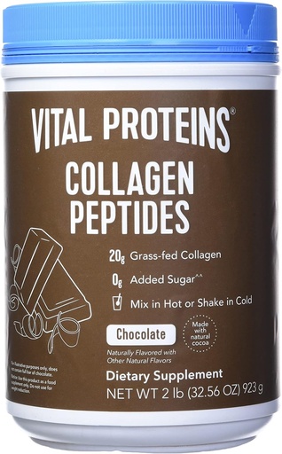 [BRSWYCY6BMMWYGTO] Vital Protein Collagen Peptides, Pasture Raised, Grass Fed, Paleo Friendly, Gluten / Zero Sugar Dairy Free, Chocolate, 32.56 Oz