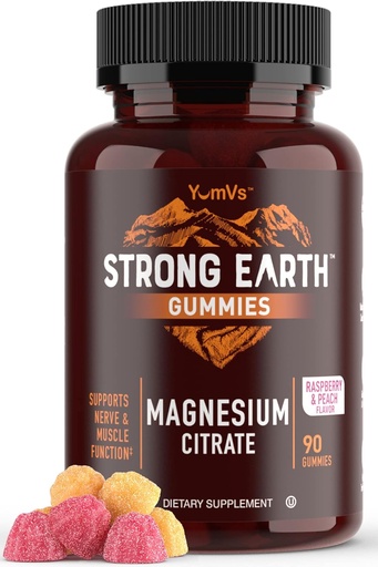 [BRSRMHY6OACGCCQY] Strong Earth - Magnesium Citrate Gummies for Adults 250mg (90 Count) - Calm Gummies - Vegan Magnesium Gummies - Supplement for Women, Men, Teens