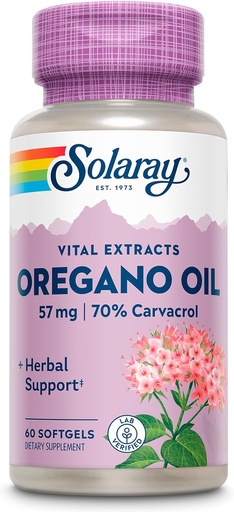 [BRSWIYYZDIOBQGTA] SOLARAY Oregano Oil 57 mg - Oil of Oregano Softgels - Herbal Supplements for Overall Health and Wellness Support w/ 70% Carvacrol - Extra Virgin Olive Oil Base, 60-Day Guarantee, 60 Serv, 60 Softgels