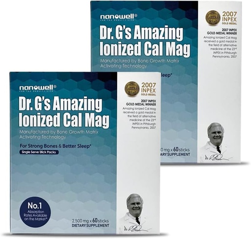 [BRSROGAEC4CAAALB] Dr G's Amazing Ionized Cal Mag - Bone Health Calcium Magnesium Powder Supplement - 60 Sticks x 2 Packs for 4 Months (120 Count)