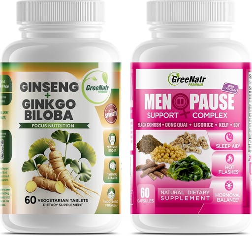 [BRSROFALBMHGMCL4] Solucions d' Optomal Whebal Menopause suport i ginseng + Ginkgo Biloba Energia i reconeixement al cervell per als homes i dones