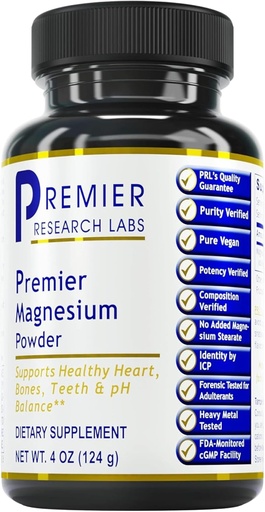 [BRSWYBQLAQNGGE36] Premier Research Labs Magnesium Powder - Magnesium Laktát dodatek, Magnesium Prášek pro spánek a zdraví, 400 mg per Serving, pro muže a ženy - 4 oz