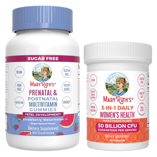 [BRSRAGA6BYCBEE37] MaryRuth Organics Prenatal Postnatal Multivitamin Gummies (Strawberry) & Women's 3-in-1 Daily Probiotic Capsules | Clean Label Project Verified® | Breastfeeding & Gut Health | Vegan, Non-GMO