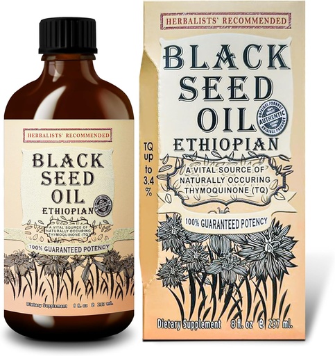 [BRSWYAL7PINB43Q2] Black Seed Oil 8 oz - Cold Pressed Etiopian Black Cumin Nigella Sativa, 3X Thymokinone, 100% Tiszta és szerves folyadék üvegpalackban - támogatja az immun-, haj- és bőregészséget
