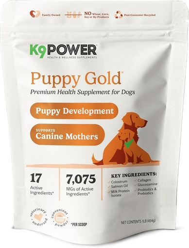 [BRSROZD2B4ARECTL] K9 Power Puppy Gold 1 lb - Дополнение для растущих щенков и кормящих матерей - Основные питательные вещества для здорового роста и развития - 45 Scoops