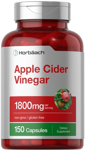 [BRSROCAEPMIRAYDH] Horbäach Apple Cider Vinegar Capsules | 1800mg | 150 ACV Pills | Non-GMO, Gluten Free Supplement
