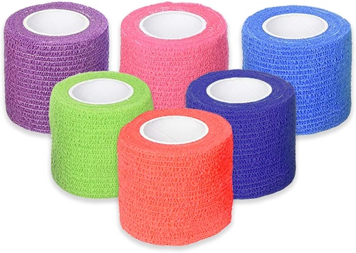 [BRSWKHQRPJ7QKELH] Ever Ready First Aid Self Adherent Cohesive Bandages 2" x 5 Yards - 12 Count, Rainbow Colors