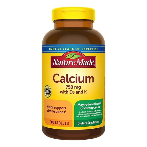 [BRSWIYQ4DMAGOHDO] Nature Made Calcium 300 Tablets 750 MG with D3&K