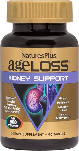[BRSWIEIMBEGBYCD6] Natures Plus AgeLoss Kidney Support - 90 Tablets - with Vitamin D3 & Magnesium - Vegetarian, Gluten Free - 30 Servings