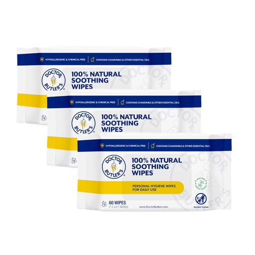 [BRSWG234CQOWMH3U] Doctor Butler's Soothing Wipes – All-Purpose Wet Wipes for Sensitive Skin, Face Wipes, and Baby Wipes with Chamomile and Essential Oils* (3 Pack – 60 Count)
