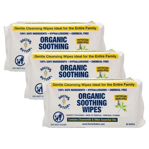 [BRSWG234CQOWMH3U] Doktor Butler'in Soothing Wipes – All-Purpose Wet Wipes for Hassas Skin, Face Wipes ve Bebek Wipes with Chamomile and Essential Oils* (3 Pack – 60 Count)