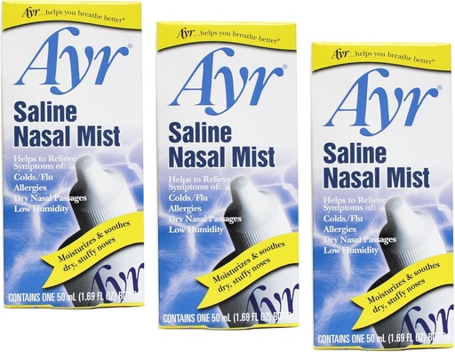 [BRSWKGYIBJ7RKEDU] Ayr Saline Nasal Mist 50 mL (Pack of 3)