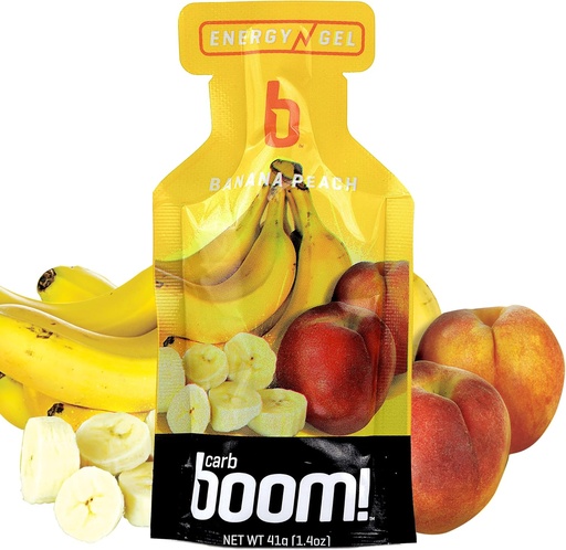 [BRSWIYQ3AEIBGD3K] Boom Nutrition Energy Gel - Fruit-Flavored Energy Gels - Workout Gel - Energy Gel for Cycling - Running Gel - Natural Energy Gel - Banana Peach (24 Pack)