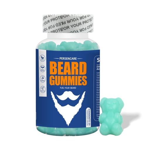 [BRSRA2YFBAPQY3D6] Big Beard Growth Gummy for Men, 60 Blueberry Flavored Gummies, with 10K MCG Biotin B12 Collagen and Elite Beard Hair Grooming Nutrients & Vitamins, Grow Stronger, Longer, Thicker & Fuller Beard