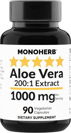 [BRSWYYYCOAOWGAAU] MONOHERB Aloe Vera 1000 mg - 200x Extracto - 90 cápsulas