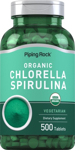 [BRSROZA7DMCRU2Y3] Piping Rock Chlorella Spirulina Organic | 500 Tablets | Vegetarian Pills | Non-GMO, Gluten Free Supplement