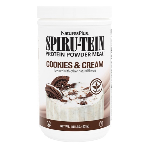 [BRSWIYQZCUBBWDYZ] NaturesPlus SPIRU-TEIN, Cookies & Cream - 1.15 lbs - Plant-Based Protein Shake - Non-GMO, Vegetarian, Gluten Free - 15 Servings