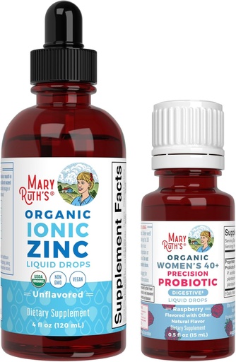 [BRSRAGA3DMFWKCI2] MaryRuth Organics Probiotic Digestion (Raspberry) for Women 40+ & Zinc Drops | Clean Label Project Verified® | Vitamins for Gut Health and Immunity | Vegan, Non-GMO, Gluten Free