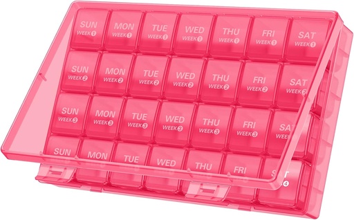 [BRSWYCD2OAFRY3YZ] TookMag Monthly Pill Organizer 28 Day Pill Box, Travel Medicine Pill Organizer, Large 4 Weeks 1 Month Pill Cases with Dust-Proof Container for Pills/Vitamin/Fish Oil/Supplements