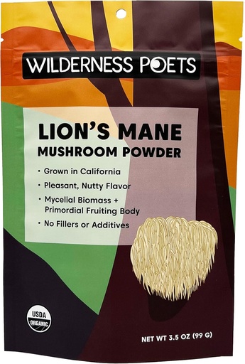 [BRSW2BQPDEMW2YDD] Wilderness Poets, Organic Lions Mane Mushroom Powder - California Grown (3.5 Ounce)