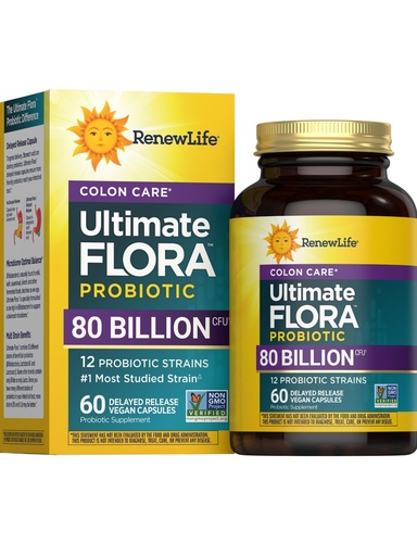 [BRSWIZIRAYCREAI7] Renew Life Probiotic Colon Care Probiotic Capsules, Daily Supplement Offers Colon Support, L. Rhamnosus GG, Dairy, Soy and gluten-free, 80 Billion CFU, 60 Count