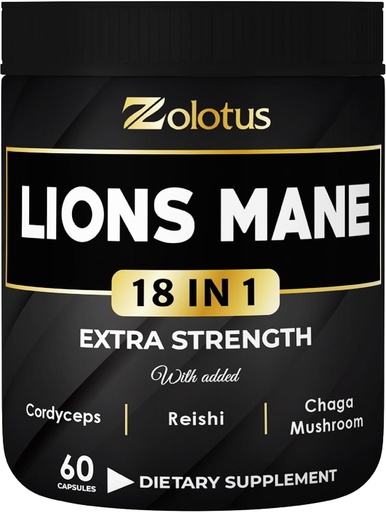 [BRSRMBANAEGRYDTX] Zolotus Lions Mane Paddo Capsules met Cordeyceps, Vlierbes, Ginkgo Biloba, Bacopa - 60 Capsules
