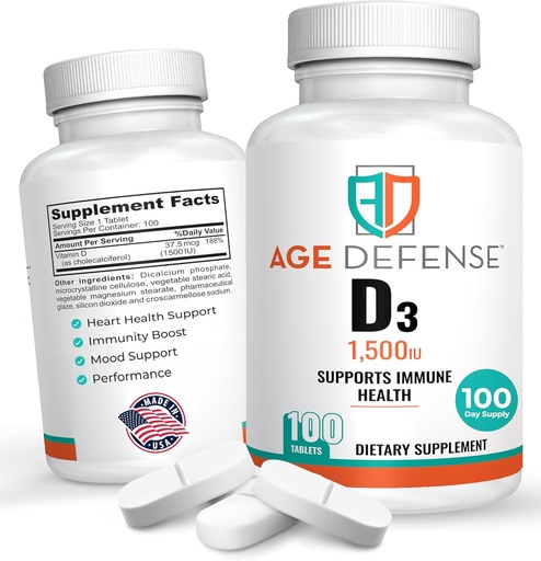 [BRSRA2YLBYFR4CY6] 1500 IU Vitamin D3-100 Vitamin D3 Tablets for Heart Health, Immune Support, & Muscle Function Support - High Dose Vitamin D Supplements for Women & Men - 35.7 mcg Vitamin D3 Tablets