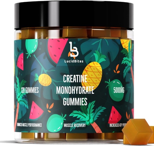 [BRSRAZIYAUIWA2Y3] Cretine Monohydrate Gummies - Vegan, Sugar- Free, 120- count, 5000mg Creatine for Recovery & Muscle Performance