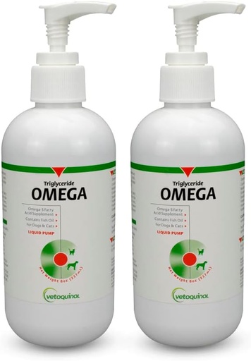 [BRSROZT6CINB4CDJ] Vetoquinol Triglyceride Liquid Omega 3 Supplement for Dogs & Cats, Liquid Fish Oil Supplement w/EPA and DHA, Promotes Skin, Coat, Joint, & Immune Health, Omega 3 Fish Oil for Dogs & Cats, 8oz, 2 Pack