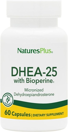 [BRSWIYIGOIHRCCTY] Natures Plus DHEA-25 with Bioperine - 60 Capsules - Gluten Free - 60 Servings