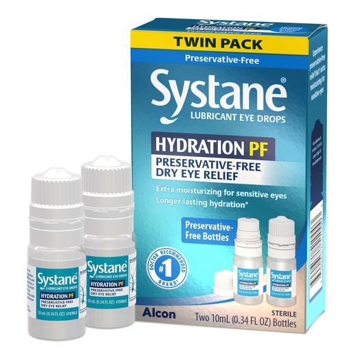 [BRSRMAAHC4NWYCAV] Systane Hydration Multi-Dose Preservative-Free Eye Drops Dry Eye Relief, 0.34 fl oz, Twin Pack (Pack of 2)