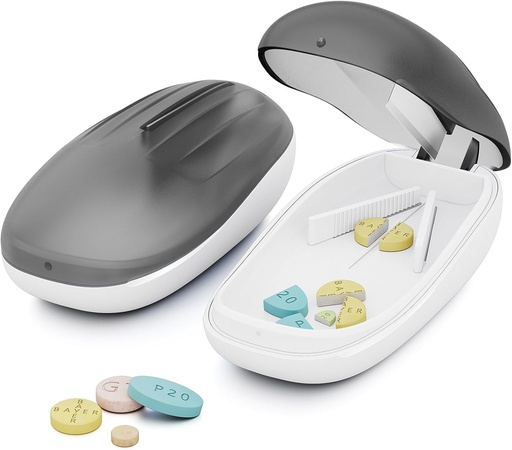 [BRSROBIZOUDRECDK] TookMag Pill Cutter Splitter for Small and Tiny Pills, Pill Cutter for Small or Large Pills, Pill Splitter with Stainless Steel Cutting Blade, Black