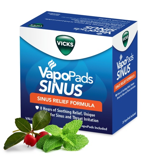 [BRSROZIFBEHBOHLF] Vicks VapoPads Plus with Sinus Relief Formula - Vapor Pads Refill for Vicks Humidifiers and Steam Inhalers, Scent Pads for Congestion Relief, 20-Pack, Box Color May Vary