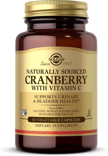 [BRSWIYQTPJ5QI23O] Solgar Cranberry with Vitamin C - 60 Vegetable Capsules - Supports Urinary & Bladder Health - Non-GMO, Vegan, Kosher, Gluten Free - 60 Servings