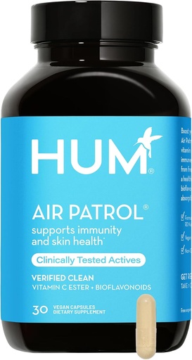 [BRSWYGQ2CMPQYCQ2] HUM Air Patrol Immune Support Supplement with Vitamin C & Citrus Bioflavonoids, Vegan Vitamin C Suplementos para Mujeres y Hombres, Supports Skin Barrier, Lung Health & Immune System, 30 Vegan Capsules