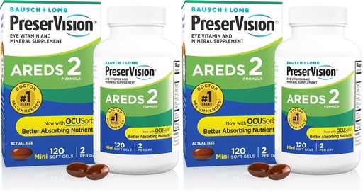 [BRSRAY35DN7RE3TO] PreserVision AREDS 2 Eye Vitamins, #1 Eye Doctor Recommended Brand, Lutein and Zeaxanthin Supplement with Vitamin C, Vitamin E, Zinc, and Copper, Softgels (Minigels), 120 Count (Pack of 2)