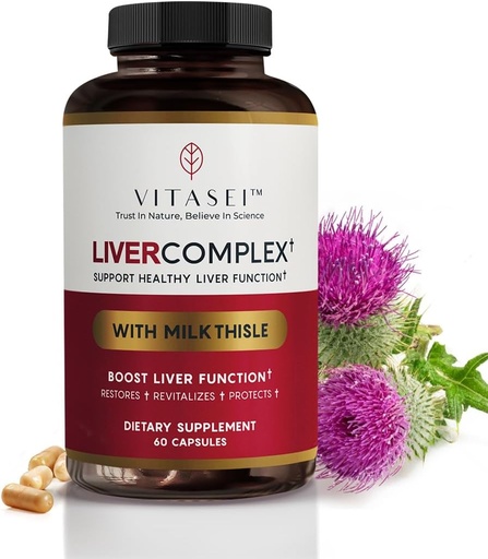 [BRSW2AYRCJ6RGYDX] VITASEI Liver Cleanse Detox &amp; Repair, Liver Complex W/Milk Thistle Extract, Garcinia, Curcumin C3, Support Herbal Dietary Supplement, Detox Formul for Women &amp; Men, 60 cápsulas