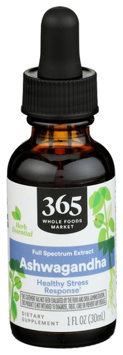 [BRSRMAYQBMCA4AL6] 365 by Whole Foods Market, Ashwagandha Full Spectrum Extract, Healthy Stress Response, 1 Fl Oz