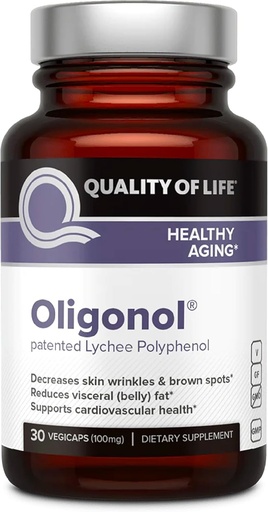 [BRSWIZILAEPQM2TM] Quality of Life Oligonol Premium Anti Aging Supplement - Promotes Cardiovascular Health, Circulation & Youth, Includes Antioxidants - Lychee Fruit Extract - 30 Vegicaps